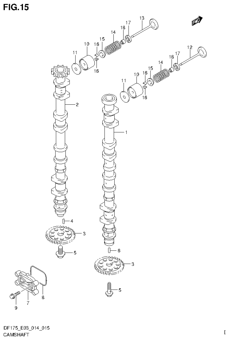 Suzuki DF175ZG CAMSHAFT (DF150Z E03) parts diagram
